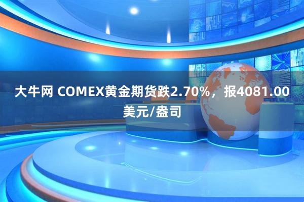 大牛网 COMEX黄金期货跌2.70%，报4081.00美元/盎司